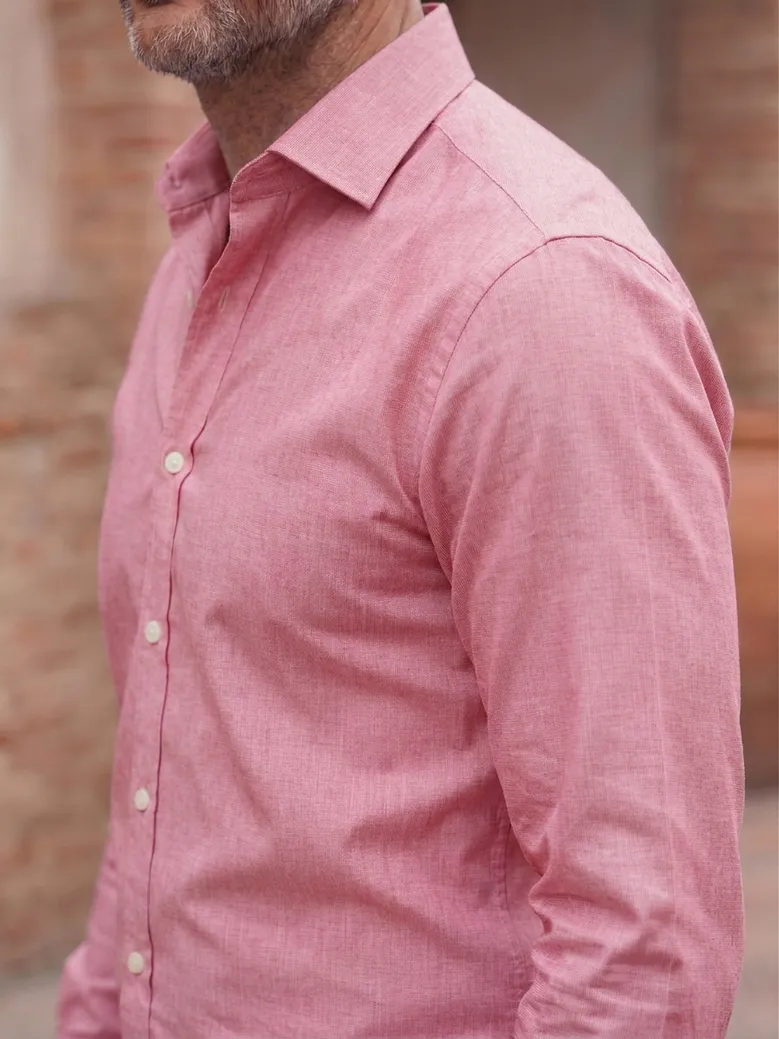 Easy-iron plain white poplin shirt