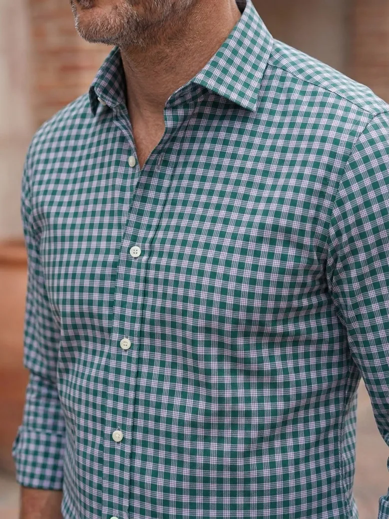 Easy-iron plain white poplin shirt
