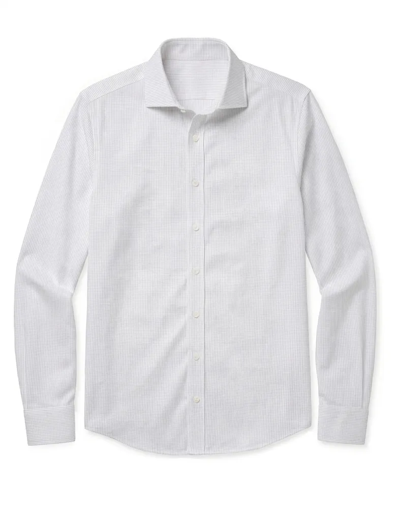Easy-iron plain white poplin shirt