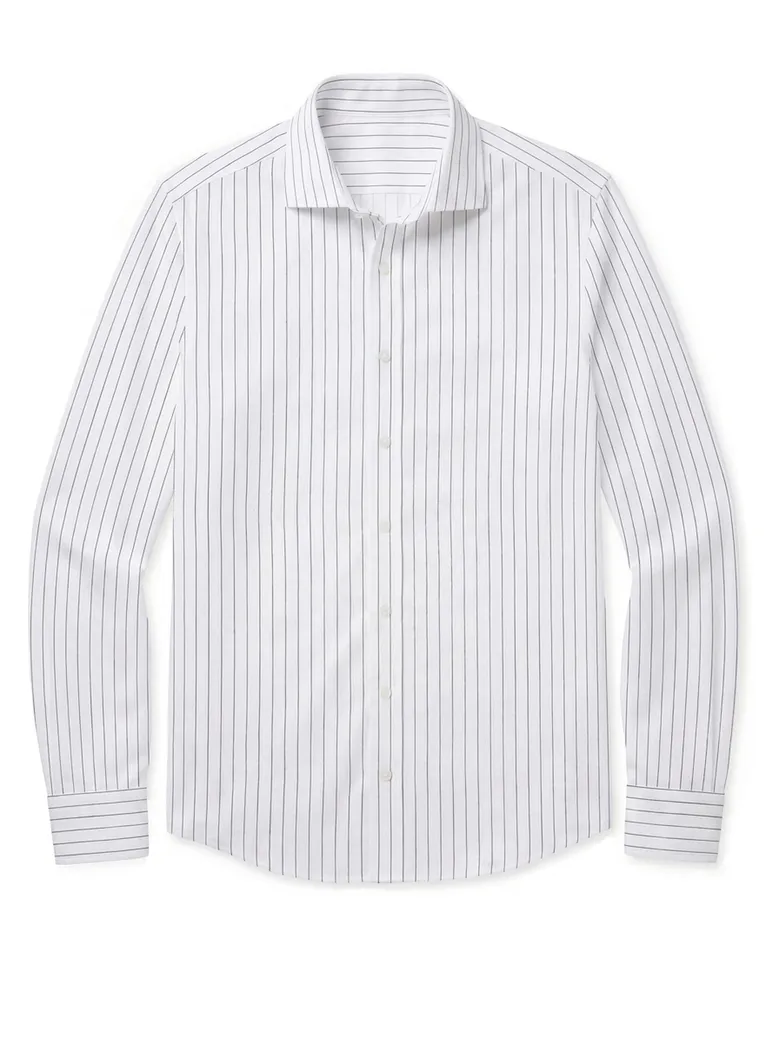 Easy-iron plain white poplin shirt