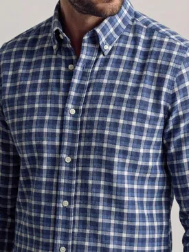 Navy blue plaid flannel shirt