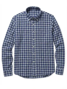 Navy blue plaid flannel shirt