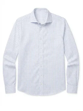 Easy-iron sky blue checked twill shirt