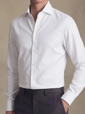 Easy-iron plain white twill shirt