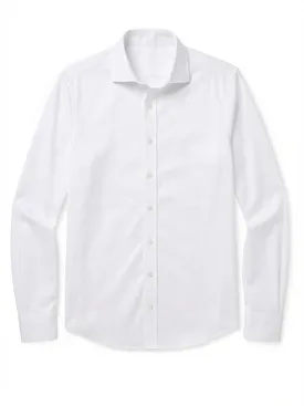 Easy-iron plain white twill shirt