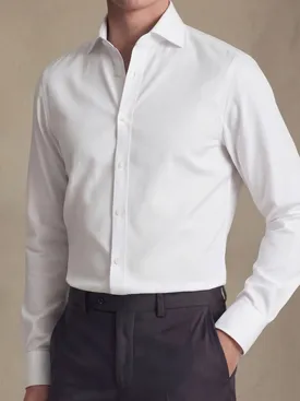 Easy-iron plain white poplin shirt