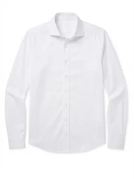 Easy-iron plain white pinpoint shirt