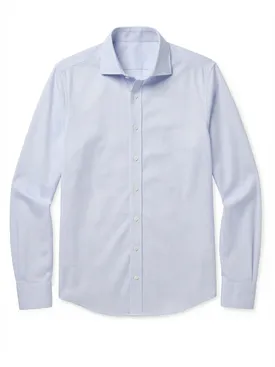 Easy-iron light blue plain pinpoint shirt