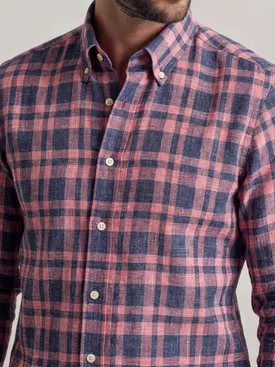 Red plaid linen shirt