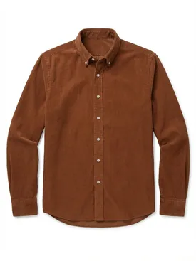 Orange plain corduroy shirt
