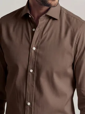 Plain brown thick gabardine shirt