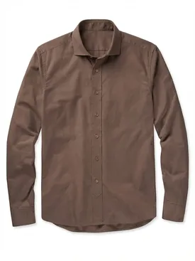 Plain brown thick gabardine shirt