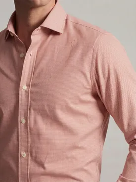 Easy-iron orange checked twill shirt