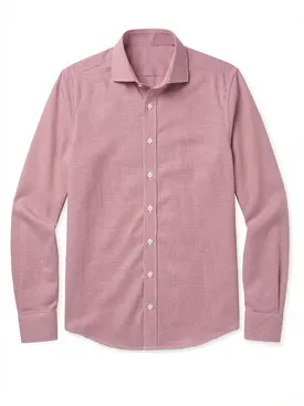 Easy-iron red checked twill shirt