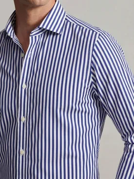 Blue striped poplin shirt