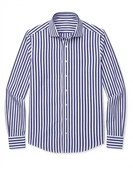 Blue striped poplin shirt