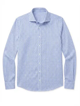 Sky blue checked twill shirt