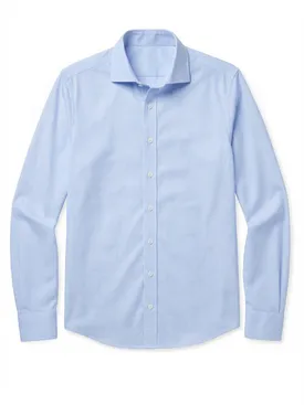 Plain sky blue easy-iron end-on-end shirt