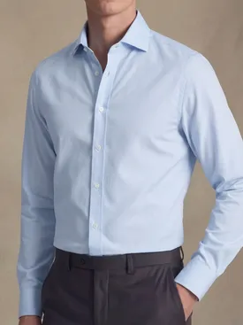 Plain sky blue easy-iron poplin shirt