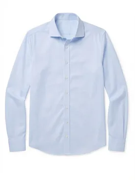Plain sky blue easy-iron poplin shirt