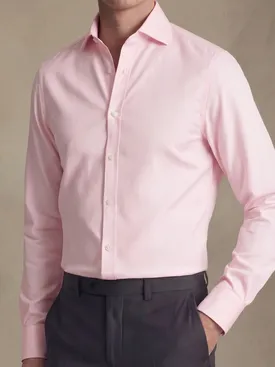 Easy-iron pale pink plain poplin shirt