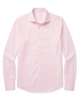 Easy-iron pale pink plain poplin shirt