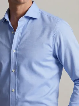 Plain sky blue easy-iron dobby shirt