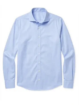 Plain sky blue easy-iron dobby shirt