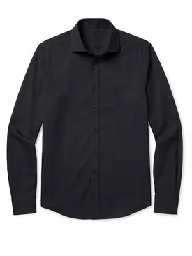 Easy-iron plain black poplin shirt