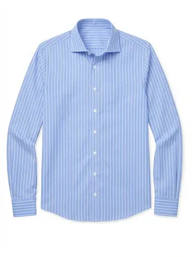 Easy-iron light blue striped poplin shirt
