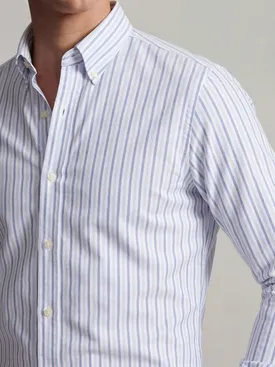 Heavyweight American Oxford shirt with sky blue stripes