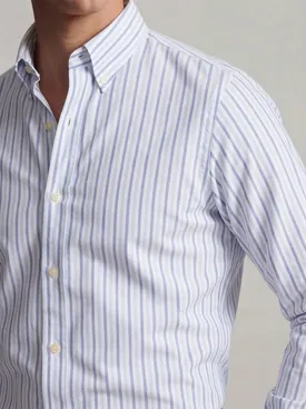 Heavyweight American Oxford shirt with sky blue stripes