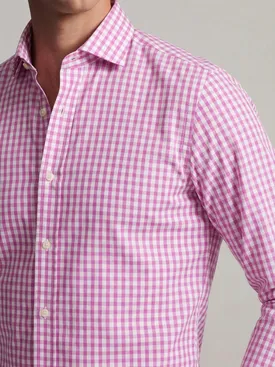 Pink checked poplin shirt