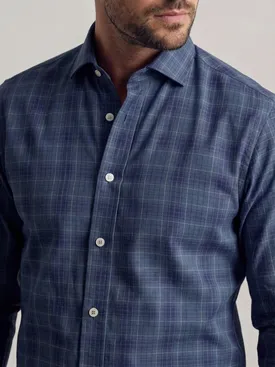 Blue Scottish plaid twill shirt
