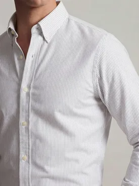 Light gray striped heavyweight American Oxford shirt