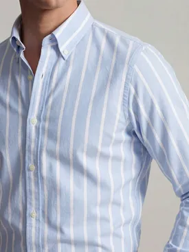 Heavyweight American Oxford shirt with sky blue stripes