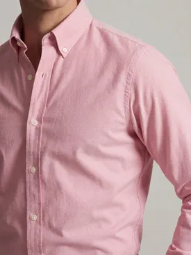 Plain thick American Oxford shirt in coral red