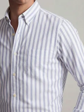 Heavyweight American Oxford shirt with blue stripes