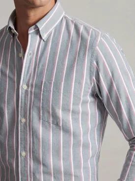 Light gray striped heavyweight American Oxford shirt