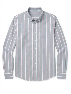 Light gray striped heavyweight American Oxford shirt