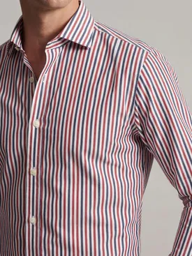 Blue striped poplin shirt