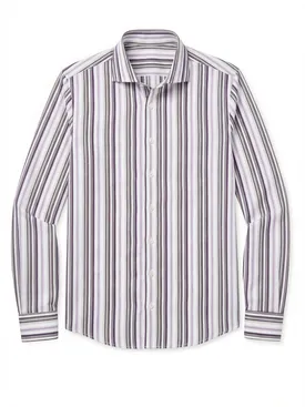 Purple striped poplin shirt