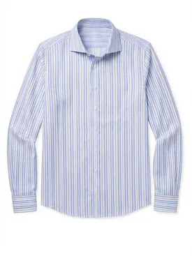 Blue striped twill shirt