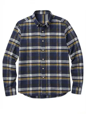 Heavy linen shirt with blue and yellow checks