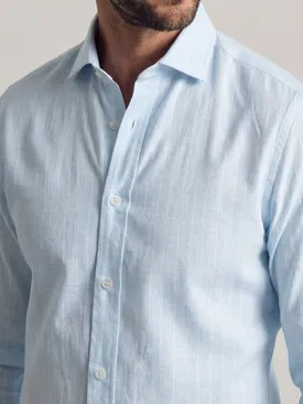 Sky blue striped linen shirt