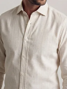Beige striped linen shirt