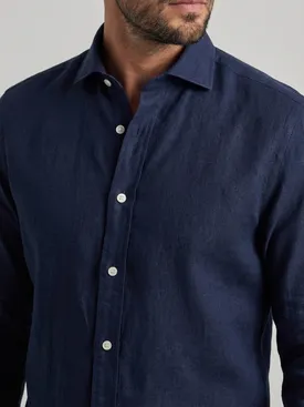 Plain navy blue linen shirt