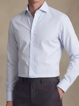 Sky blue small checkered poplin shirt