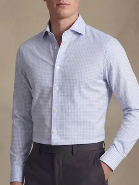 Sky blue checked twill shirt