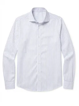 Blue and white striped twill shirt